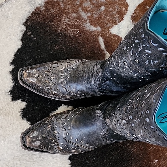 Women's Corral Fango Antiqued Studded & Silver Inlay Boots Size 9.5M - Picture 5 of 16